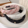 The new Korean "Little Gold Bean" style tweed headband with a mixed color headband, a French-style pressed hairpin for women details Picture